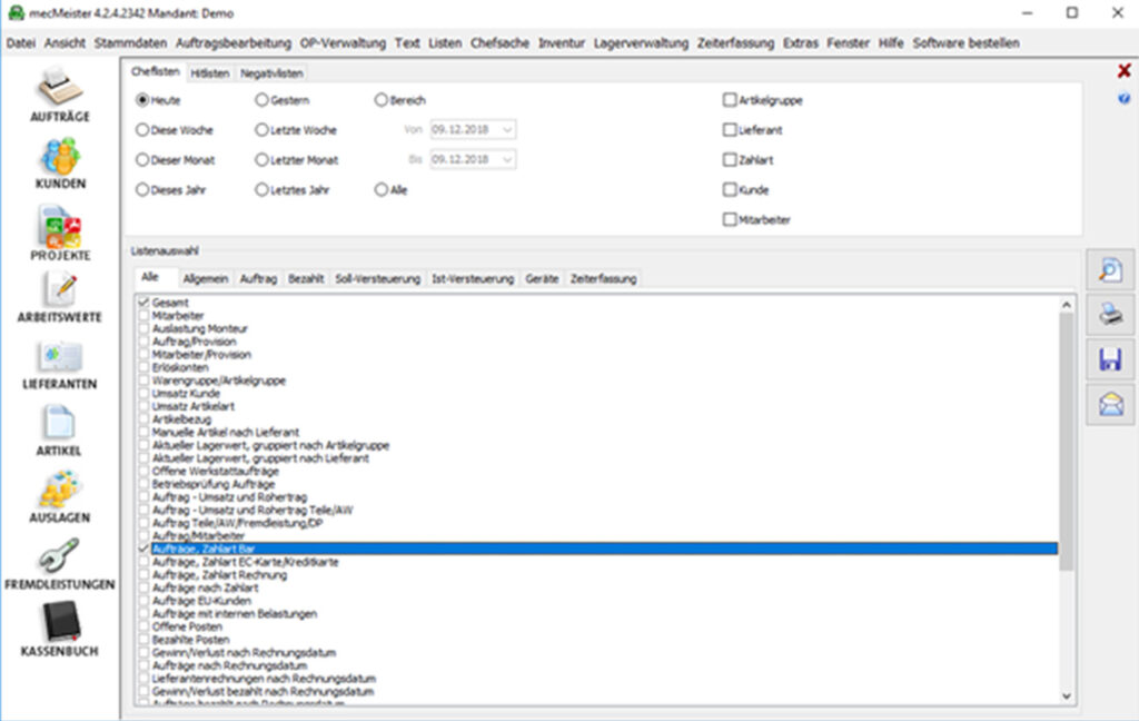 mecMeister Funktionsumfang